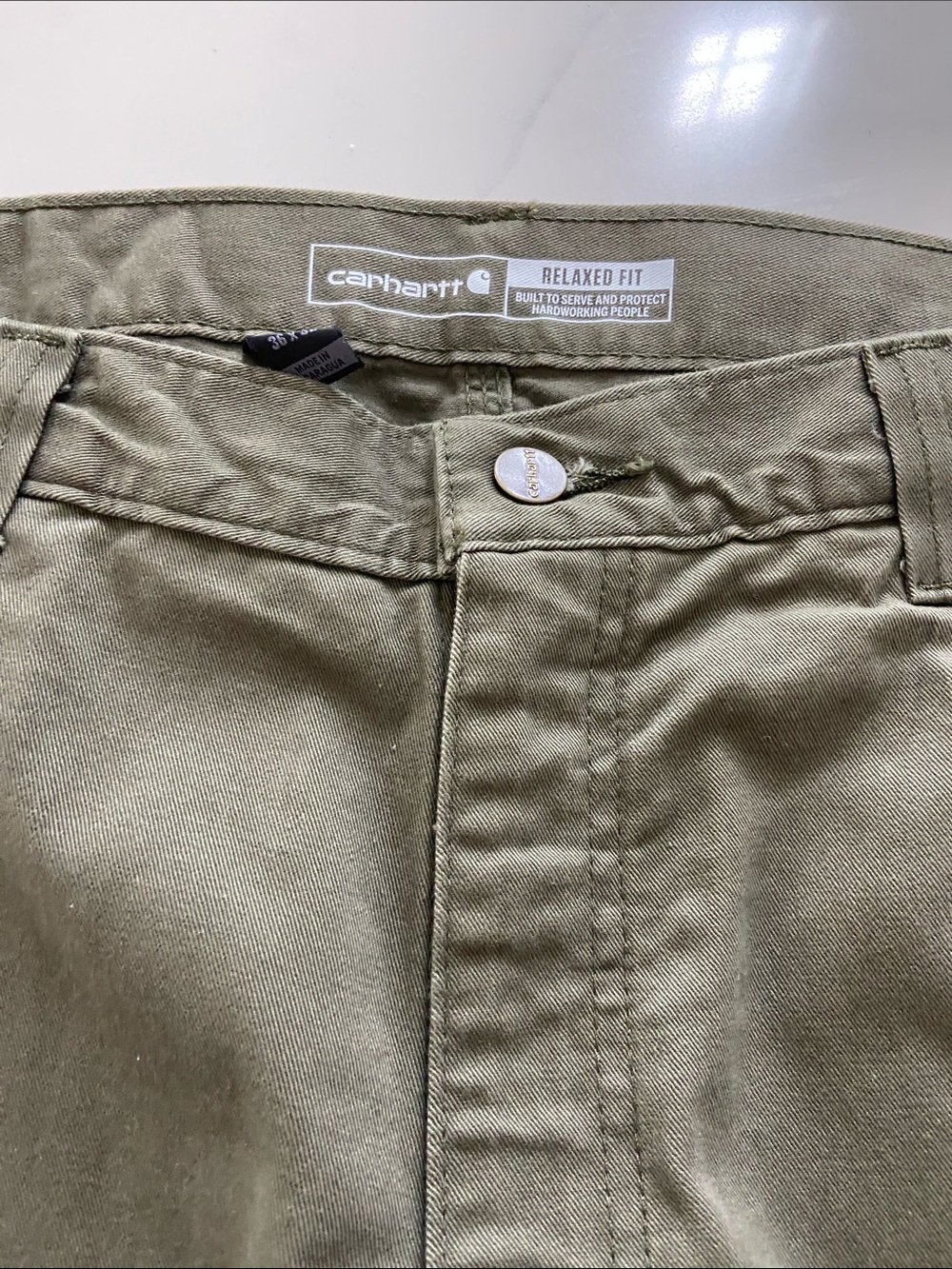 Carhartt Olive Green Relaxed Fit Work Pants - Picture 8 of 16